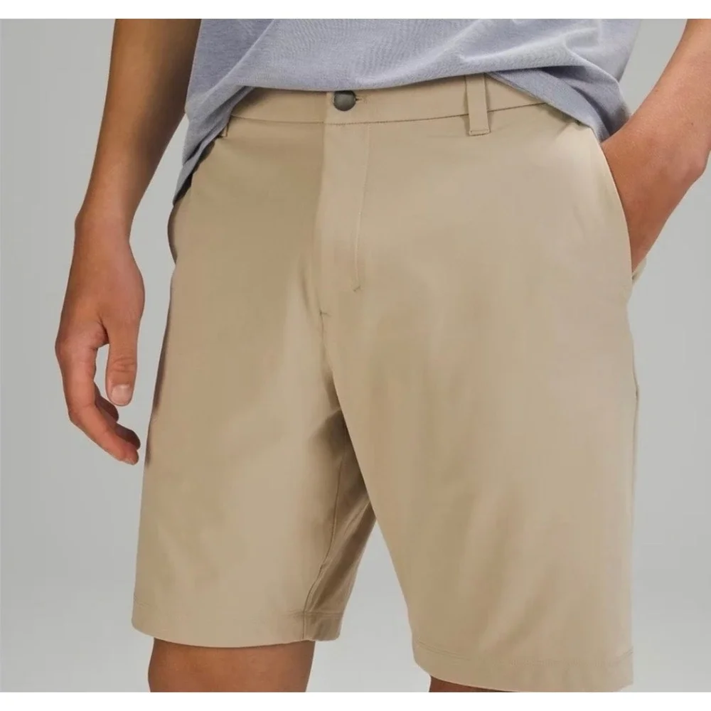 Lululemon Commission Short 9 Warpstreme Tan Khaki Mens Size 38 Golf Chino Shorts